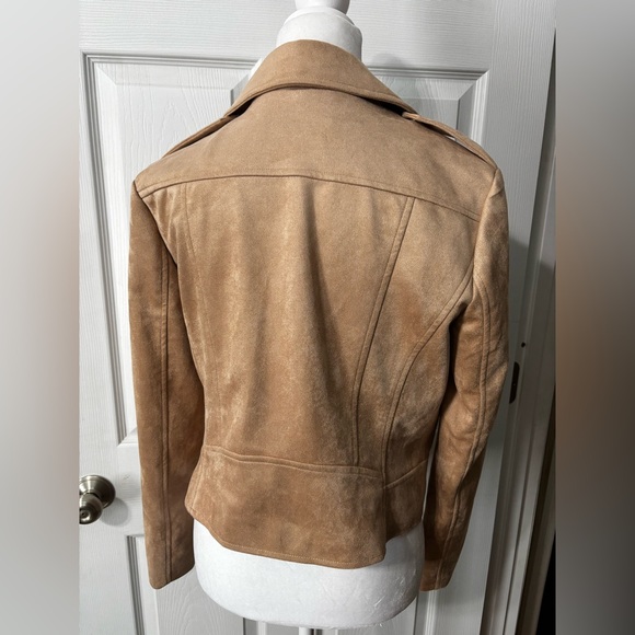 BB Dakota Steve Madden Jacket Medium Zip Beige Buttery Soft Faux Suede 80s Vibe - Picture 5 of 9